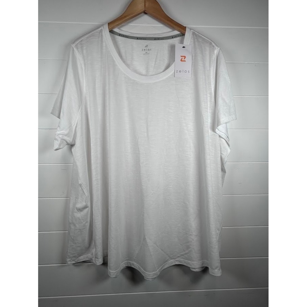 ZELOS Womens Plus Size 4X White Crew Neck Short Sleeve T Shirt Top New With Tags